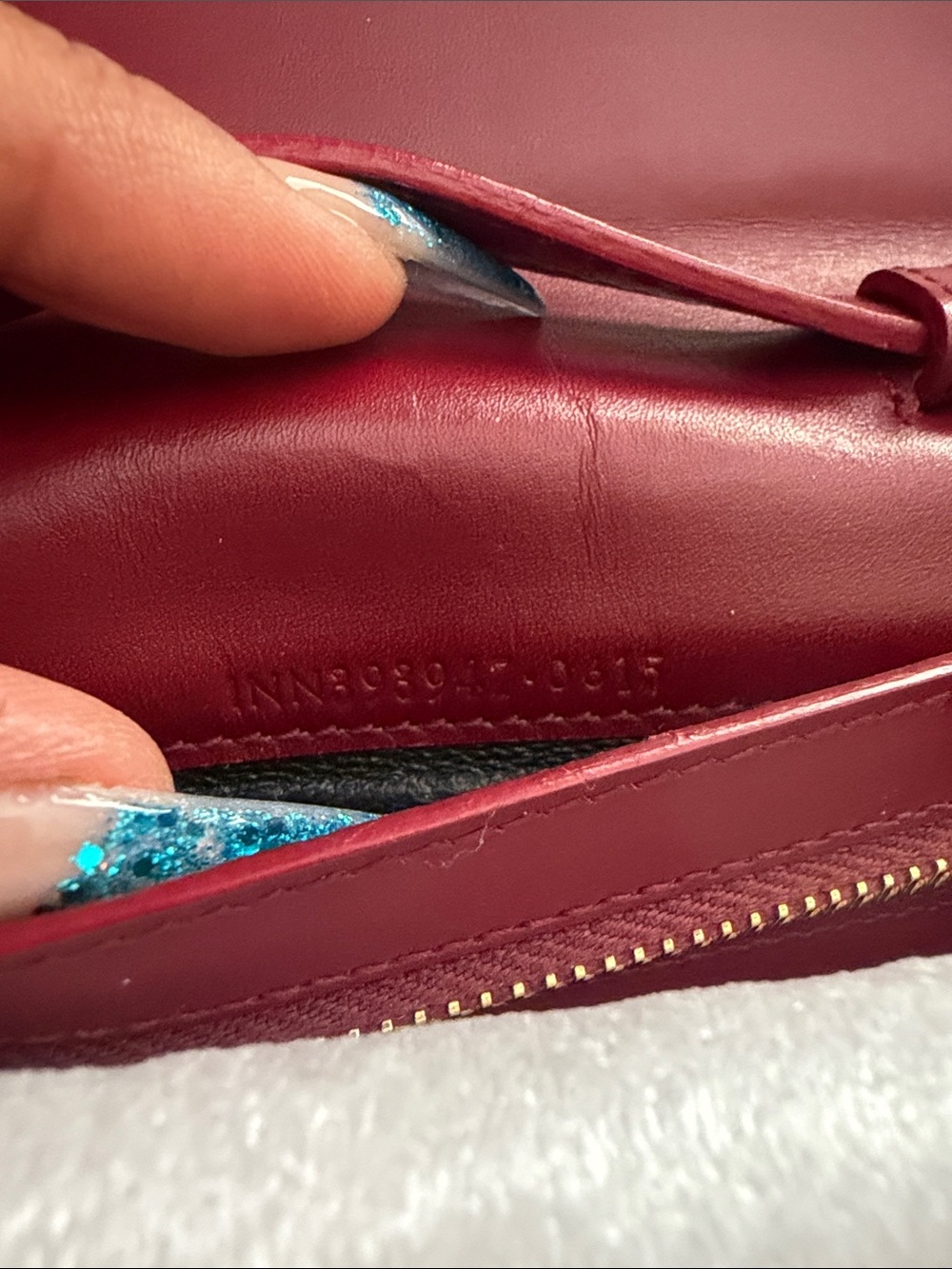 Saint Laurent mini  Burgundy Leather Crossbody Bag with Gold Hardware - Picture 5 of 10
